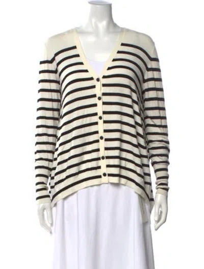 Pre-owned Escada Sport Striped V-neck Sweater In White