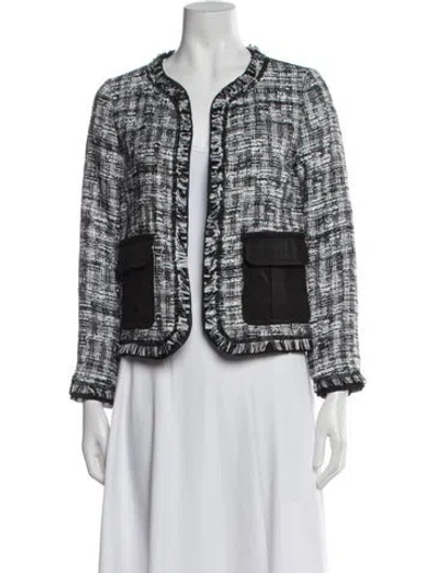Pre-owned Escada Sport Tweed Pattern Jacket In White