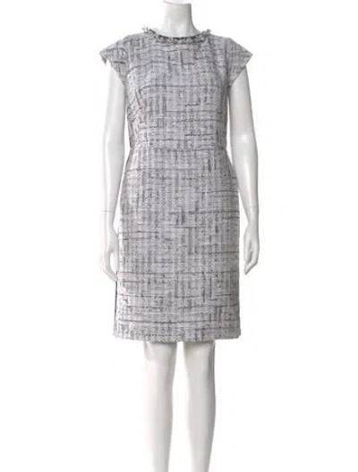 Pre-owned Escada Sport Tweed Pattern Knee-length Dress In White