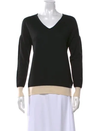 Pre-owned Escada Sport Virgin Wool Colorblock Pattern Top In Black