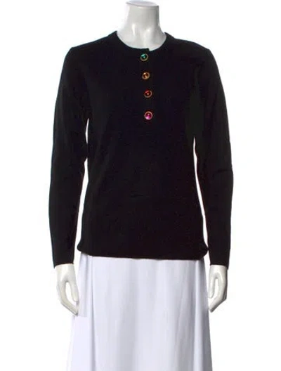 Pre-owned Escada Sport Virgin Wool Crew Neck Sweater In Black