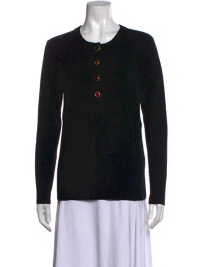 Pre-owned Escada Sport Virgin Wool Crew Neck Sweater In Black