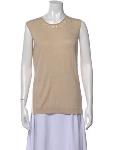 Pre-owned Escada Sport Virgin Wool Crew Neck Top In Neutral