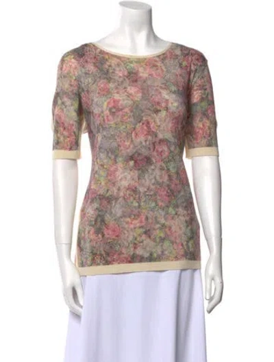 Pre-owned Escada Sport Virgin Wool Floral Print Sweater In Multi