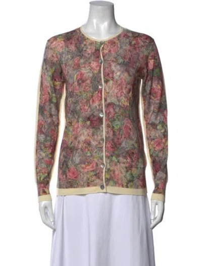 Pre-owned Escada Sport Virgin Wool Floral Print Sweater In Multi