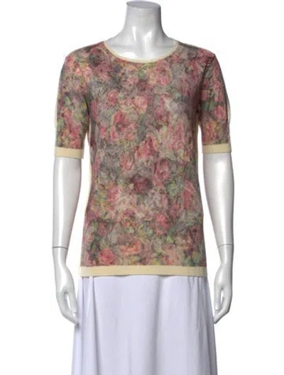 Pre-owned Escada Sport Virgin Wool Floral Print Sweater In Neutral