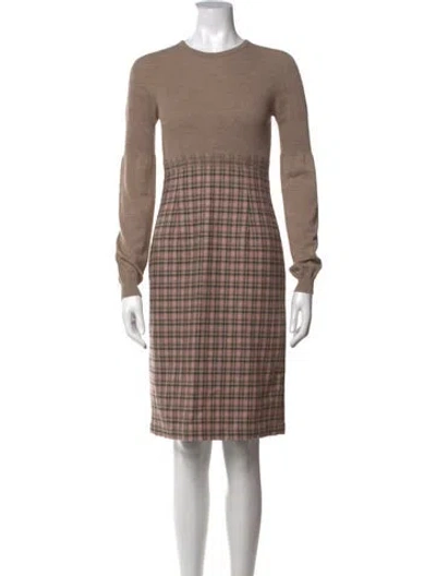 Pre-owned Escada Sport Virgin Wool Knee-length Dress In Brown