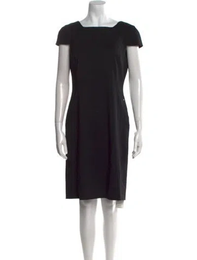 Pre-owned Escada Sport Virgin Wool Midi Length Dress In Black