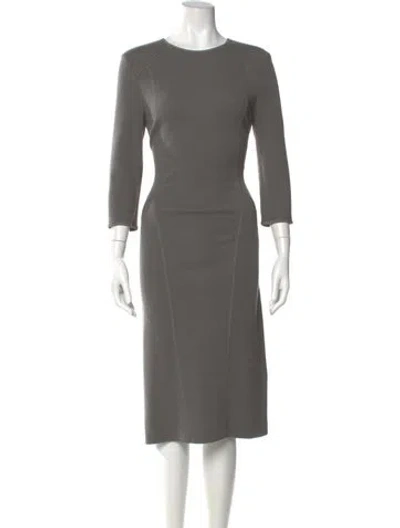 Pre-owned Escada Sport Virgin Wool Midi Length Dress In Gray