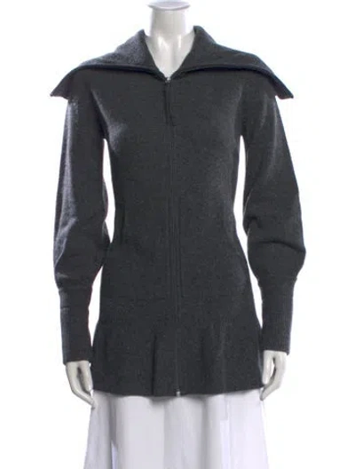 Pre-owned Escada Sport Virgin Wool Open Front Sweater In Gray