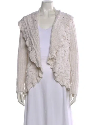 Pre-owned Escada Sport Virgin Wool Open Front Sweater In Neutral