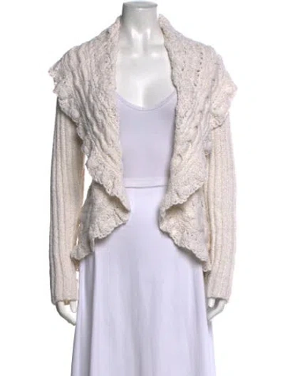 Pre-owned Escada Sport Virgin Wool Open Front Sweater In Neutrals