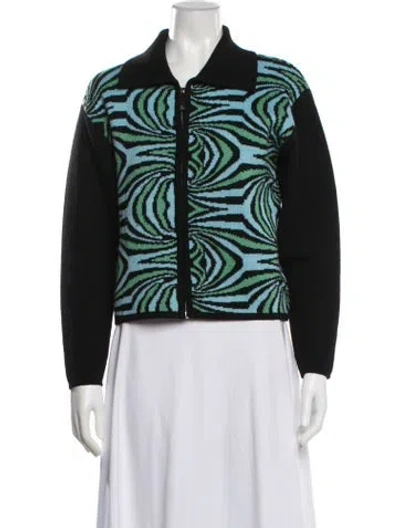 Pre-owned Escada Sport Virgin Wool Patterned Jacket In Black