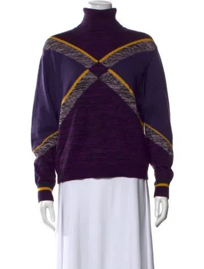 Pre-owned Escada Sport Virgin Wool Patterned Sweater In Purple