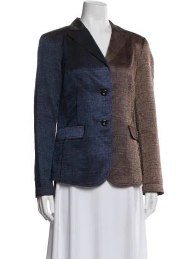 Pre-owned Escada Sport Virgin Wool Plaid Print Blazer In Blue