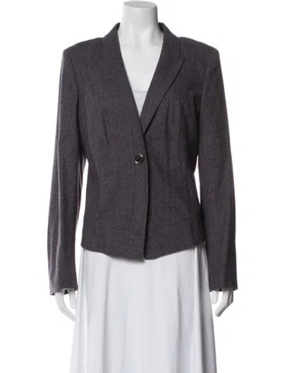 Pre-owned Escada Sport Virgin Wool Plaid Print Blazer In Gray