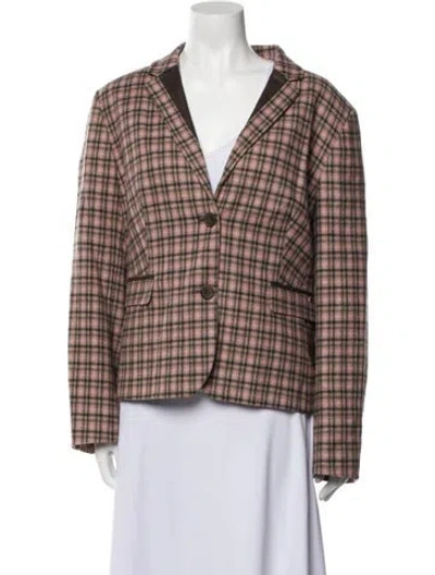 Pre-owned Escada Sport Virgin Wool Plaid Print Blazer In Multi