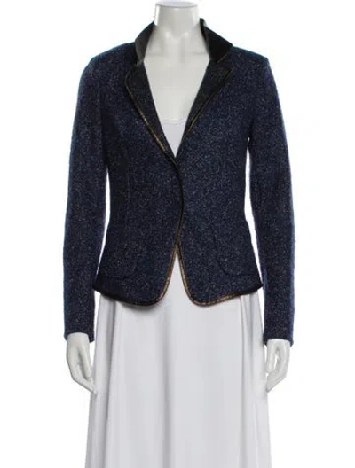 Pre-owned Escada Sport Virgin Wool Printed Blazer In Blue