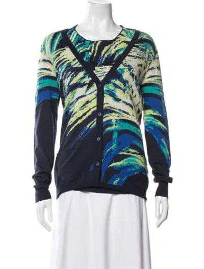 Pre-owned Escada Sport Virgin Wool Printed Set In Blue