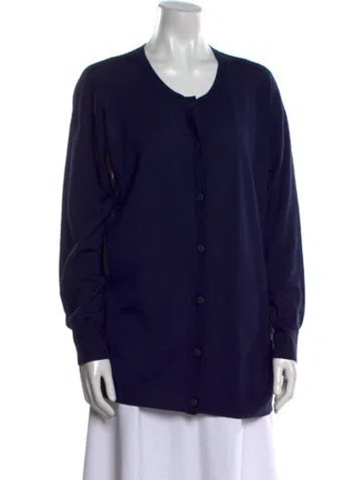 Pre-owned Escada Sport Virgin Wool Scoop Neck Sweater In Blue