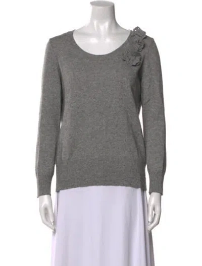 Pre-owned Escada Sport Virgin Wool Scoop Neck Sweater In Gray
