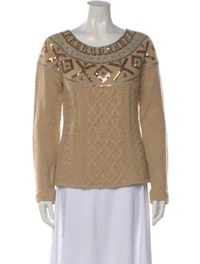 Pre-owned Escada Sport Virgin Wool Scoop Neck Sweater In Neutral
