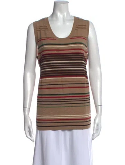 Pre-owned Escada Sport Virgin Wool Striped Sweater In Brown