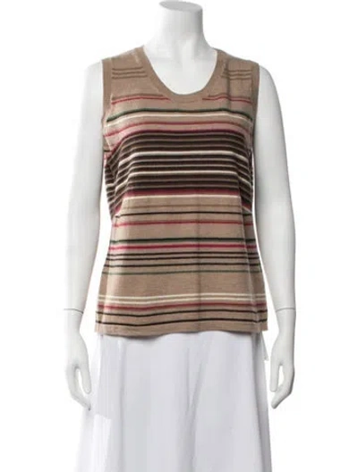 Pre-owned Escada Sport Virgin Wool Striped Sweater In Neutrals