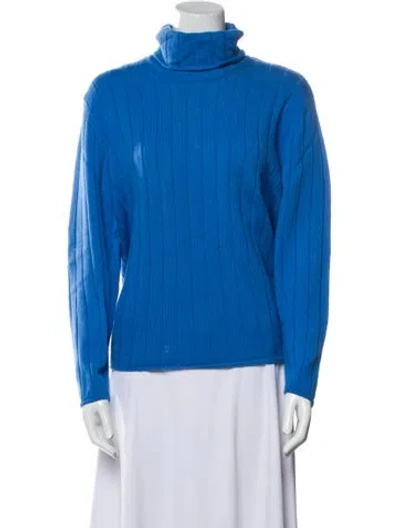 Pre-owned Escada Sport Virgin Wool Turtleneck Sweater In Blue
