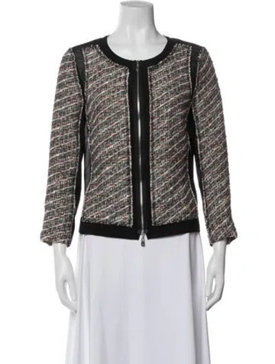Pre-owned Escada Sport Virgin Wool Tweed Pattern Jacket In Neutral