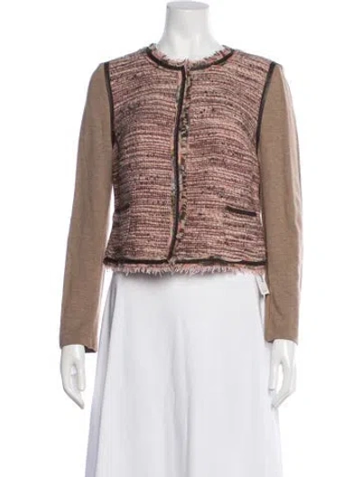 Pre-owned Escada Sport Virgin Wool Tweed Pattern Jacket In Neutrals
