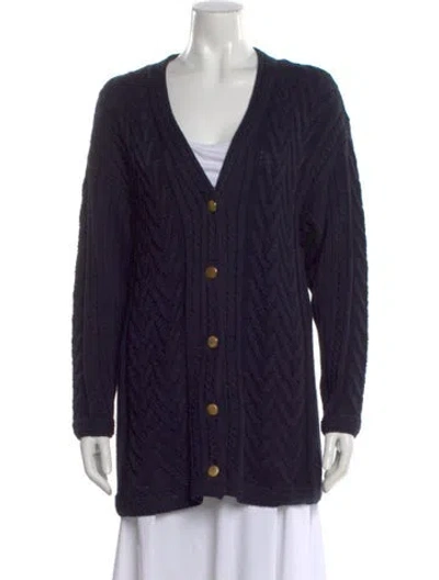 Pre-owned Escada Sport Virgin Wool V-neck Sweater In Blue