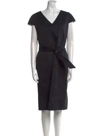 Pre-owned Escada Sport V-neck Knee-length Dress In Black