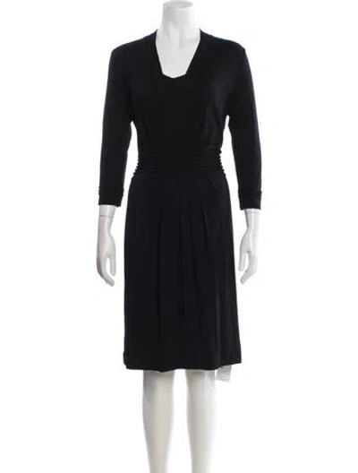 Pre-owned Escada Sport V-neck Knee-length Dress In Black