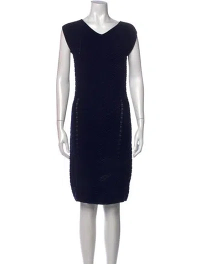 Pre-owned Escada Sport V-neck Knee-length Dress In Blue