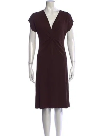 Pre-owned Escada Sport V-neck Knee-length Dress In Brown