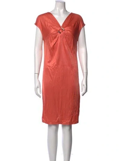 Pre-owned Escada Sport V-neck Knee-length Dress In Orange