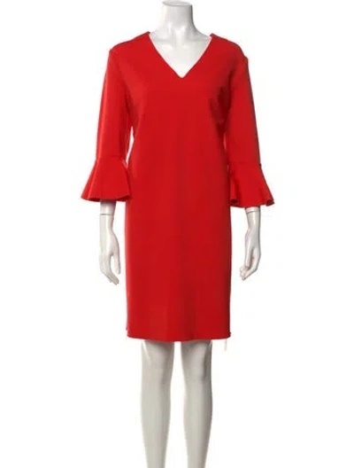 Pre-owned Escada Sport V-neck Knee-length Dress In Red