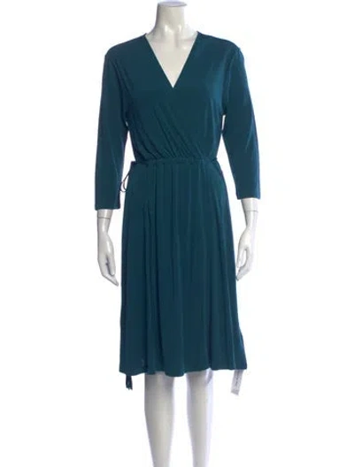 Pre-owned Escada Sport V-neck Knee-length Dress W/ Tags In Blue