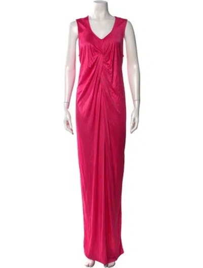 Pre-owned Escada Sport V-neck Long Dress In Pink