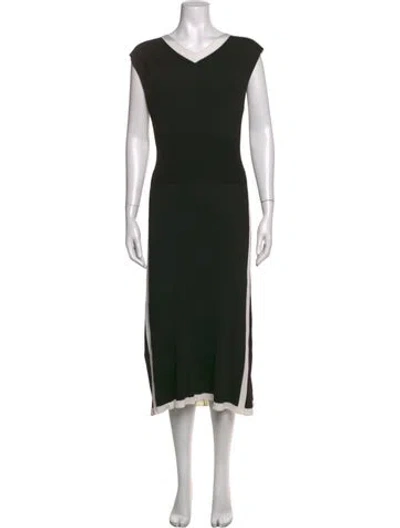 Pre-owned Escada Sport V-neck Midi Length Dress In Black