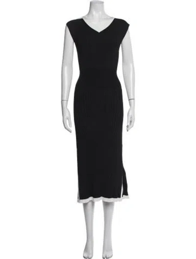 Pre-owned Escada Sport V-neck Midi Length Dress In Black