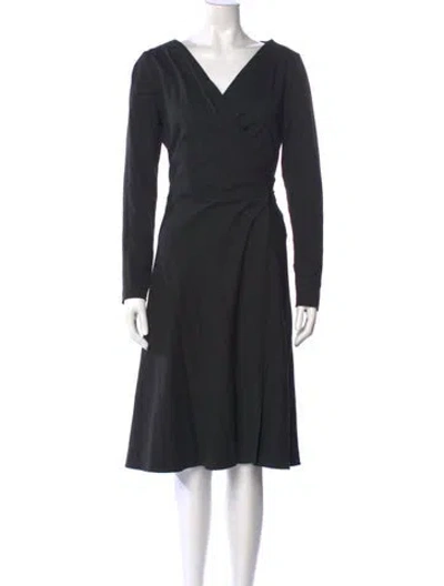 Pre-owned Escada Sport V-neck Midi Length Dress In Gray