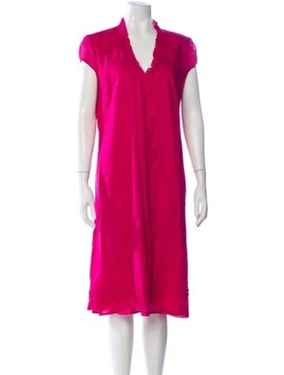 Pre-owned Escada Sport V-neck Midi Length Dress In Pink