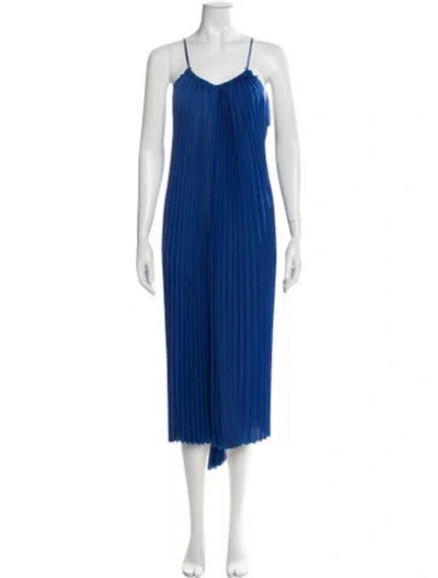Pre-owned Escada Sport V-neck Midi Length Dress W/ Tags In Blue