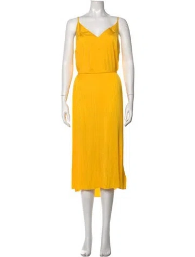 Pre-owned Escada Sport V-neck Midi Length Dress In Yellow