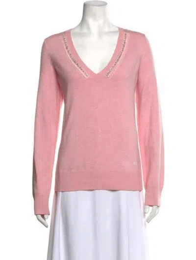 Pre-owned Escada Sport V-neck Sweater In Pink