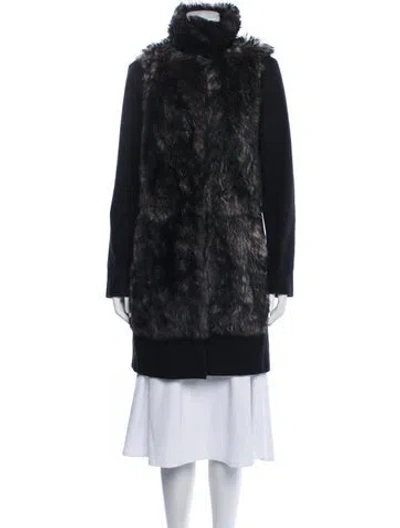 Pre-owned Escada Sport Wool Faux Fur Coat In Black