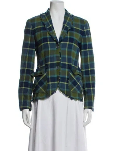 Pre-owned Escada Sport Wool Plaid Print Blazer In Multi