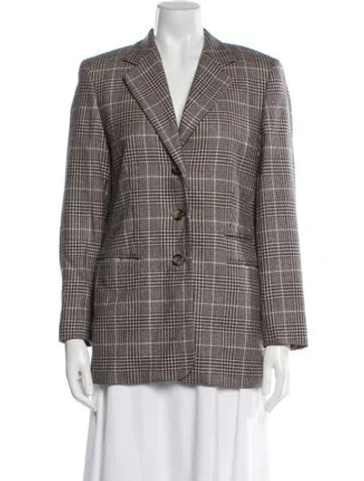 Pre-owned Escada Sport Wool Plaid Print Blazer In Neutral